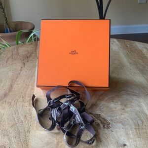 Hermes Orange Box with Brown Ribbon